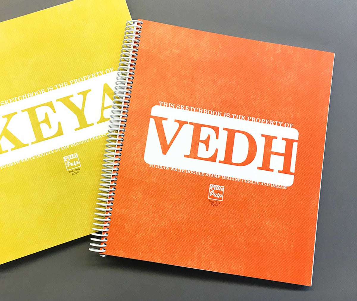 Extra-Large Personalized Sketchbook in Orange - Little Pulp